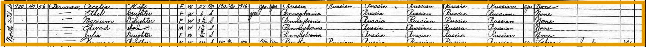 Household rows, 1920 Philadelphia, ED 324, ward 15, sheet 4-A